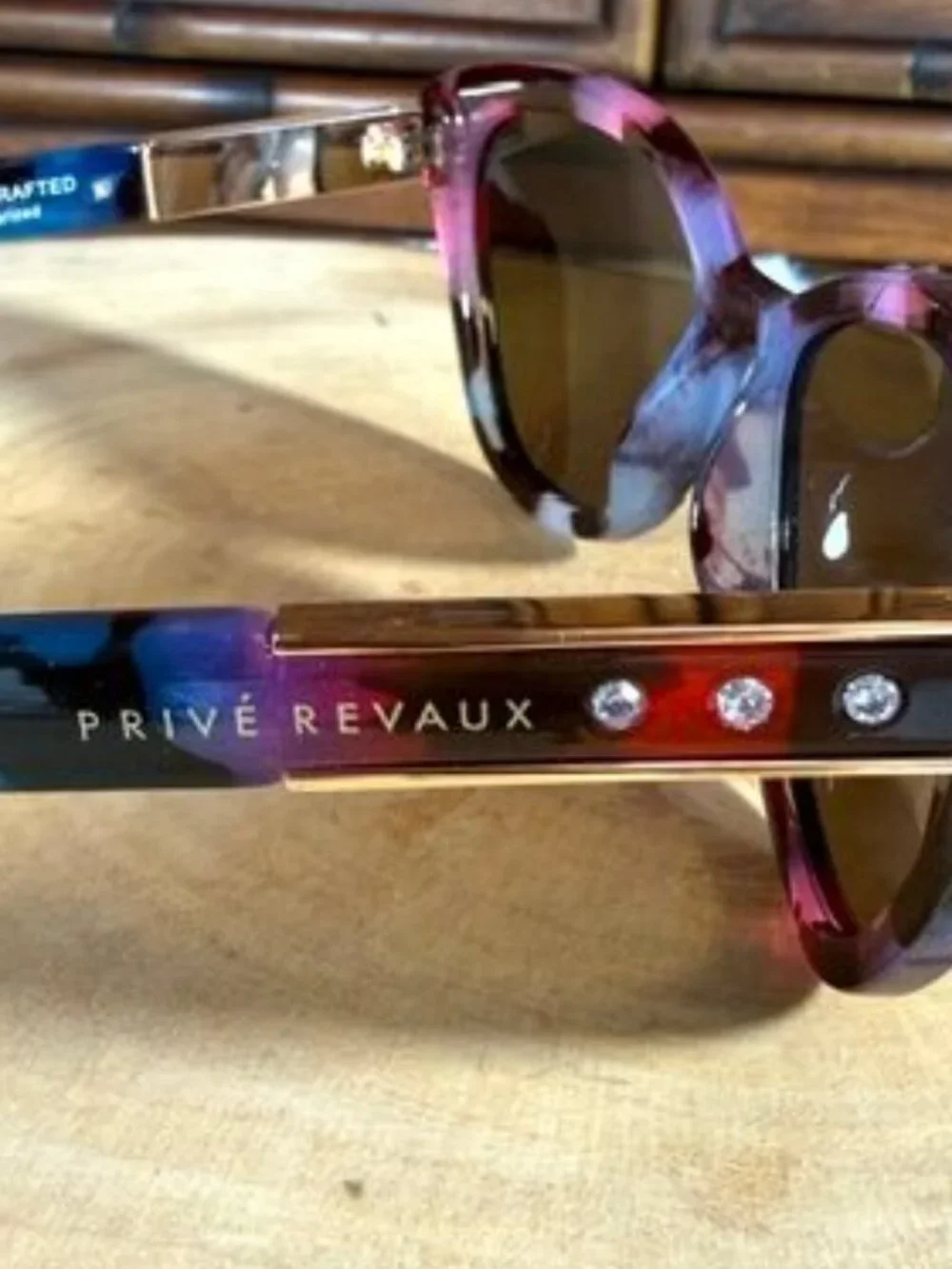 PRIVÉ REVAUX The Timeless Cat Eye Multi Tortoise Rhinestone Polarized Sunglasses - Picture 4 of 14